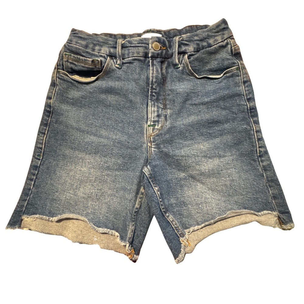 Good American Raw Hem 6.5" Inseam Cut Off Denim Shorts Stretch 6/28